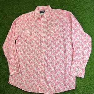 Wrangler Breast cancer awareness pink paisley pearl snap button up shirt XL